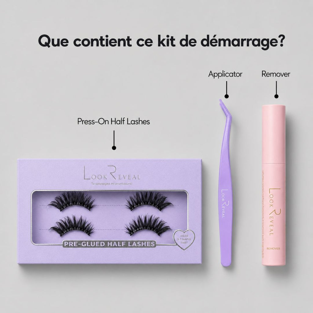 WISPY GLAM - Press-On Half Lashes Kit de Démarrage